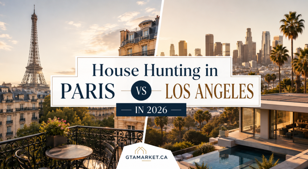 International buyer comparing Paris and Los Angeles real estate options in 2026