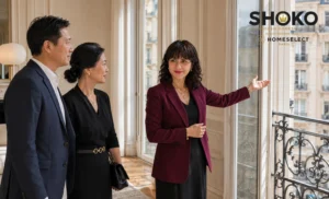Chinese and Hong Kong buyers viewing a Paris apartment with their buyer agent